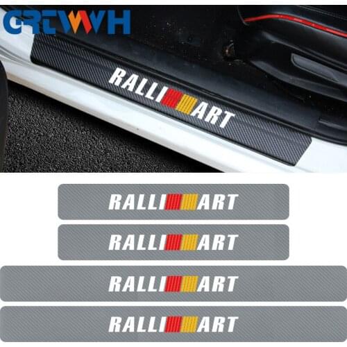 4Pcs Carbon Fiber Car Door Sill Protector Sticker decoration For Mitsubishi ralliart Lancer 9 10 Asx Outlander car accessories