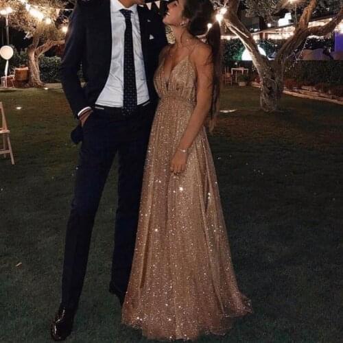 An083 Noble Robe De Soiree Elegant Bling-Bling sequined Evening Dress Hot Sexy Backless Evening Gowns Luxury Formal Gowns