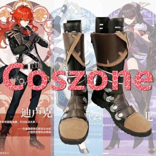 Genshin Impact Diluc Cosplay Shoes Boots Halloween Carnival Cosplay Costume Accessories