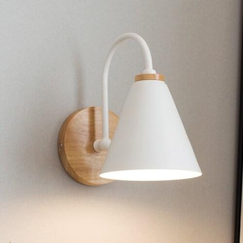 Wooden wall lights bedside wall lamp bedroom wall light sconce for kitchen restaurant modern wall lamp Nordic macaroon sconces