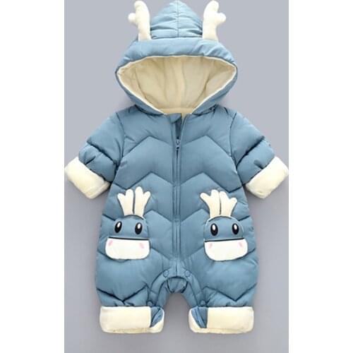 Infants Rompers Winter Xmas Thick Velvet Toddler children Hooded outerwear Kids Girl Jumpsuit Baby Boys Overalls 6 9 12 24 Month