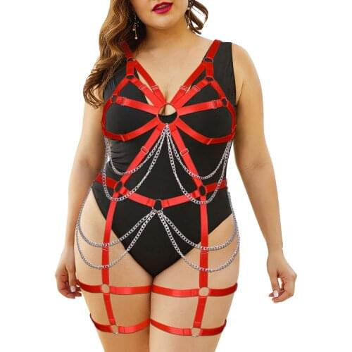 Women Body Chain Harness Set Chest Straps Bra Leg Garter Belt Bondage Waist Chain Tight Suspender Goth Festival Bdsm Adult Games