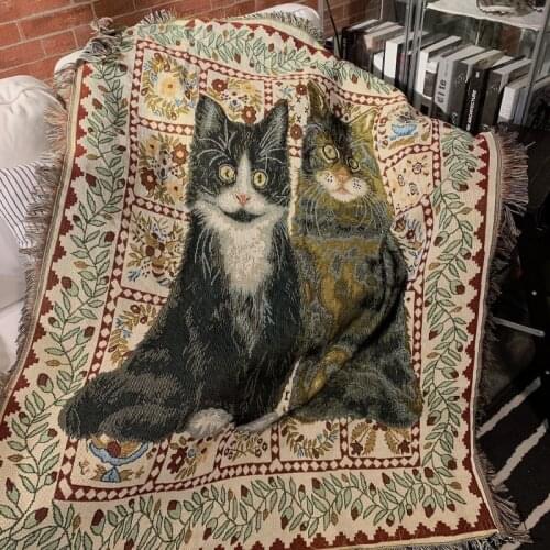 Tapestry Leisure Blanket Harajuku Decorative Blanket Pet Blanket TV Cover Blanket Sofa Blanket Fabric Cat Double Cat