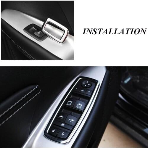 JEAZEA 4Pcs ABS Chrome Door Window Switch Button Cover Trim Armrest Frame For Jeep Grand Cherokee Dodge Journey Chrysler 2014