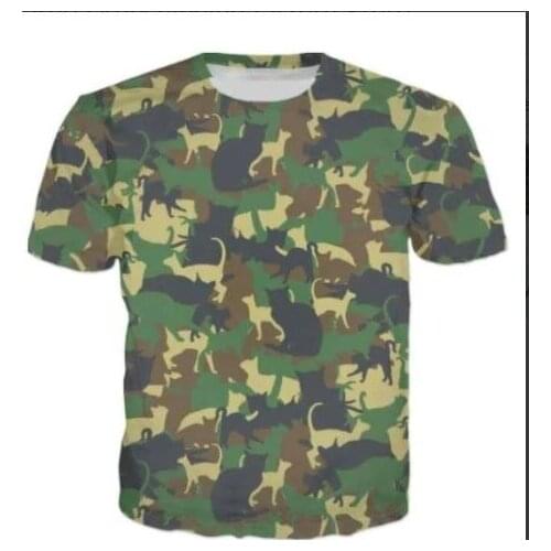 PLstar Cosmos Military Camouflage cat T-shirt Men women plus size XS-7XL T Shirt Summer Hot Sale Short Sleeves T Shirt Men Tops