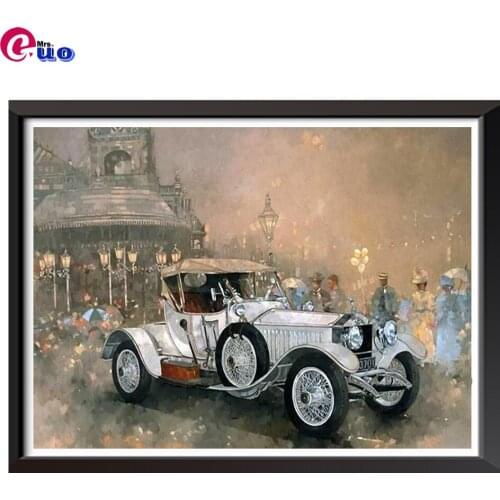 Vintage Car 5D Diamond Painting Car Scenery Diamond Embroidery Picture Of Rhinestone Mosaic Cross Stitch Diamond Painting Kit