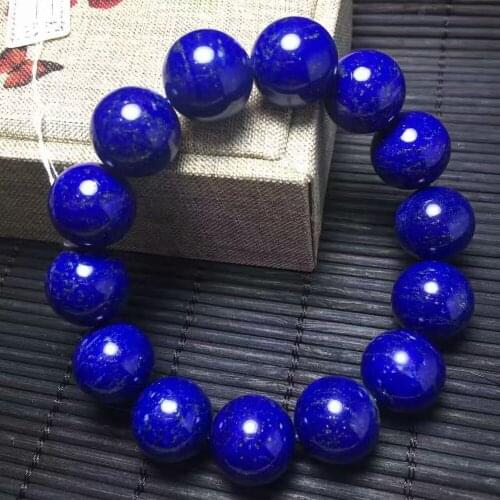 Genuine Natural Royal Blue Lapis Lazuli Gems Stone Round Beads Women Man Fashion Bracelet AAAAA 17mm