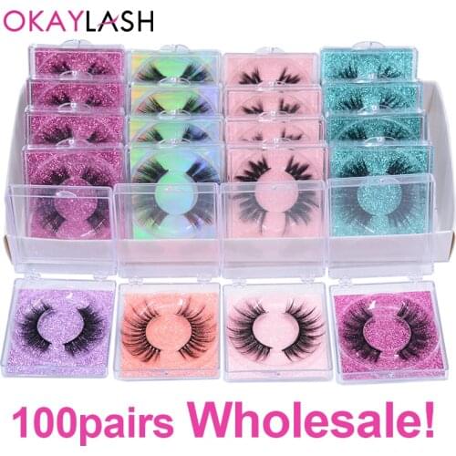 OKAYLASH Private Label Custom Logo Bulk 3D Faux Mink Fake Eyelashes Natural Curelty Free Cheap False Eye lash Wholesale Vendor