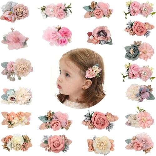 Princess Pink Artificial Flower Decor Hairpin Bridal Wedding Prom Party Girls Brides Cloth Fake Flower Clip Hair Accessories