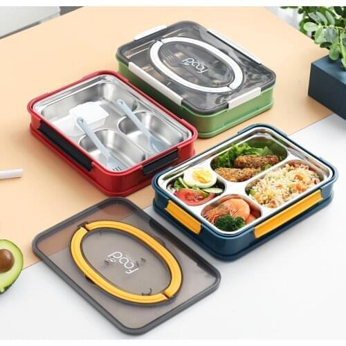 Portable Lunch Box 304 Stainless Steel Japanese Bento Box Compartment Kitchen Sealed Food Container Gift Tableware Soup Cup 2021