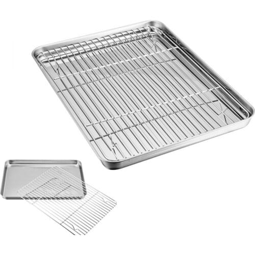 Baking Tray with Removable Cooling Rack Set Stainless Steel Baking Pan sheet Non Toxic , used for oven, Dishwasher Safe
