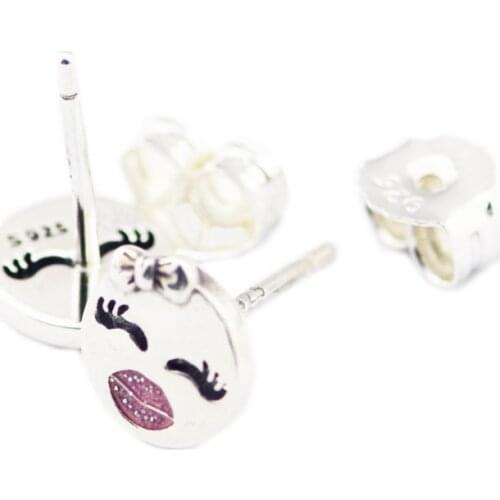 Playful Winks Stud Earrings 100% 925 Sterling Silver Jewelry Free Shipping