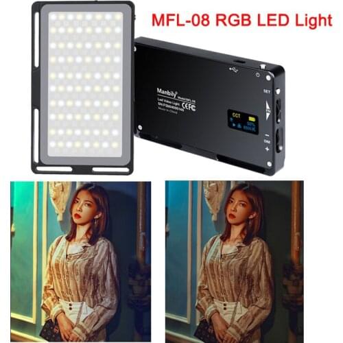 Manbily MFL-08 RGB LED Light 2500K-8500K Lamp Dimmable SCENE Studio Video Vlog Photography Lighting for Youtube DSLR Camera