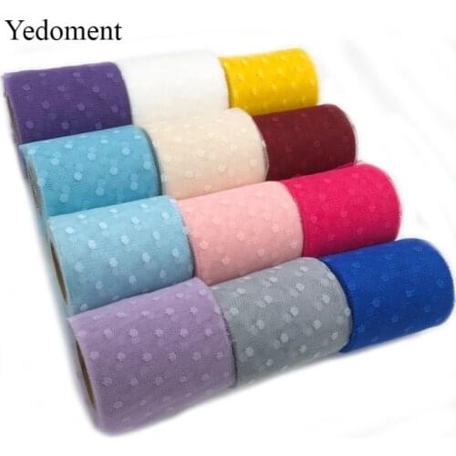 10Yards/roll 3" 7.5cm Dot Tulle Roll Organza Tutu Fabric Baby Shower Party Supplies DIY Hair Bows Handmade Materials