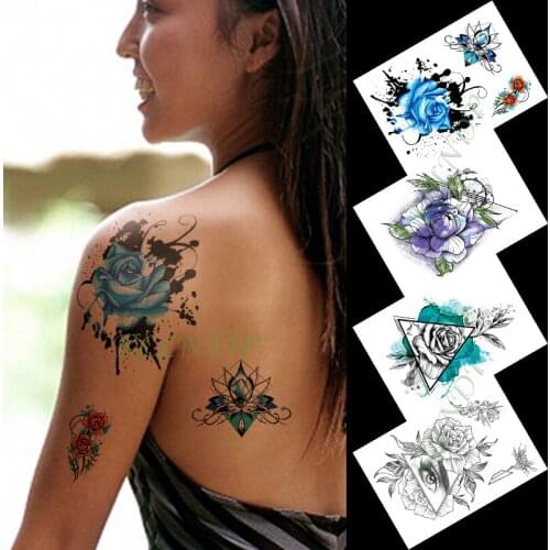 Waterproof Temporary Tattoo Sticker ink flowers rose large size art tatto flash tatoo fake tattoos for girl men women
