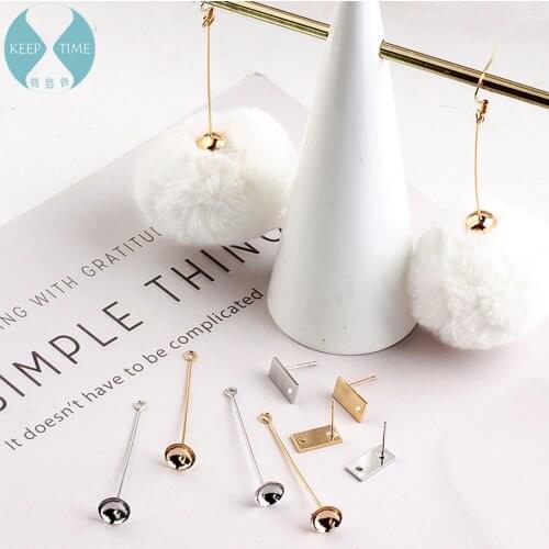 DIY ear jewelry accessories with gold plating copper belt hanging support oblong perforated ear nail pendant earrings materials