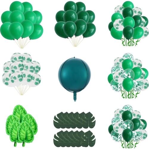 Green Latex Balloons Tropical Wind Turtle Leaf Tableware Summer Hawaii Safari Jungle Wedding Birthday Party Decor Kids Balloon