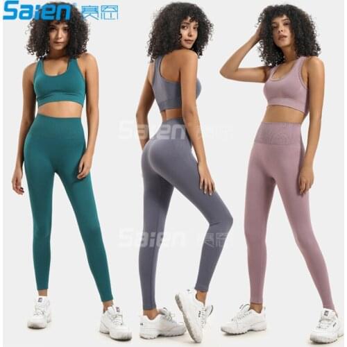 Womens Workout Sets 2 Piece Seamless Slim Fit Yoga Clothing Outfits Set