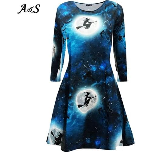 Halloween Skeleton Pumpkin Vintage Women Halloween Dresses Ghost Evening Party Prom Dress Carnival Performance Scary Costume