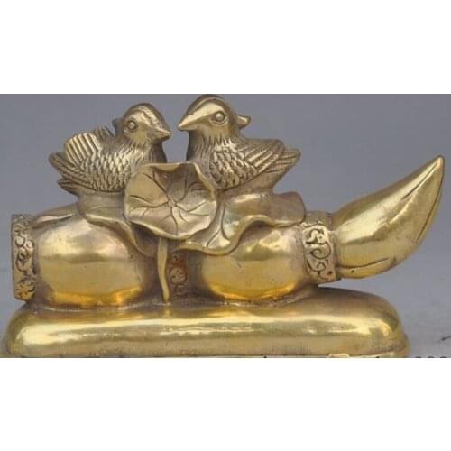Zhmui88002842249++6" China fengshui brass Lotus root Mandarin duck bird Conjugal love Lucky statue