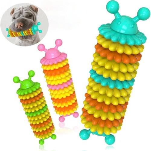 1PCS Dog Toys Dog Toothbrush Toys Rubber Caterpillar Chew Toy for Pet Dog Teeth Cleaning Chew Training Toys Dog Supplies