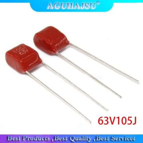 10PCS 63V105J 1UF Pitch 5MM 63V 105 1000nf CBB Polypropylene film capacitor new
