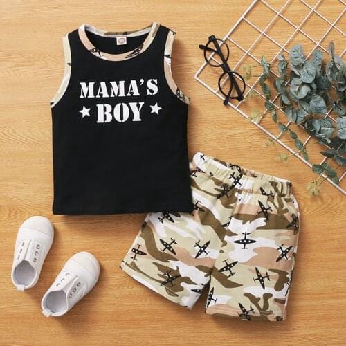 2 Pieces/Set Summer Kids Baby Boys Clothes Cotton Cartoon Sleeveless Vests Short Pant Clothing Tank Tops T-Shirt+ Shorts Outfits