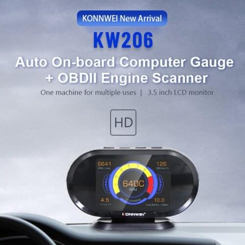 KONNWEI KW206New OBD2 On-Board Computer Auto Car Digital Computer Display OBD 2 Scanner Fuel Consumption Water Temperature Gauge