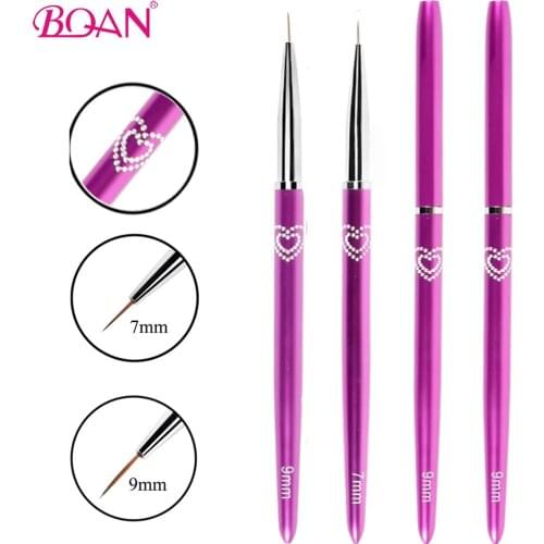 BQAN Nail Brush 7/9mm Purple Handle Nail Brush Nail Propylene Pigment Painting Drawing Brush Nail Arts 3D Flower Pen Tools