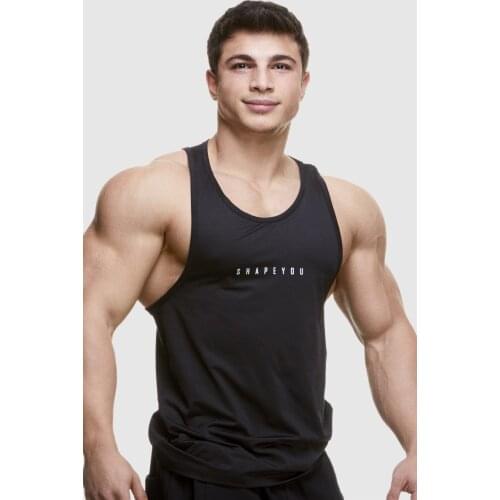 Black Mens Fitness Athlete Tank Top Vest Sports Gym Training Equipment Comfortable All Seasons T-Shirt