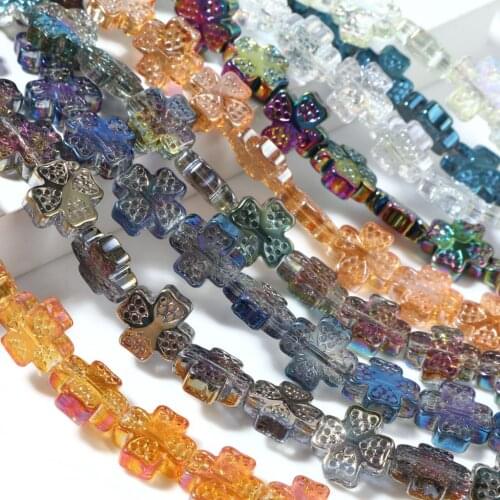 Multicolor Glass Beads Flower Loose Spacer Beads DIY Making Bracelets Jewelry About 12mm x 12mm,1Strand (Approx 55PCs/Strand)