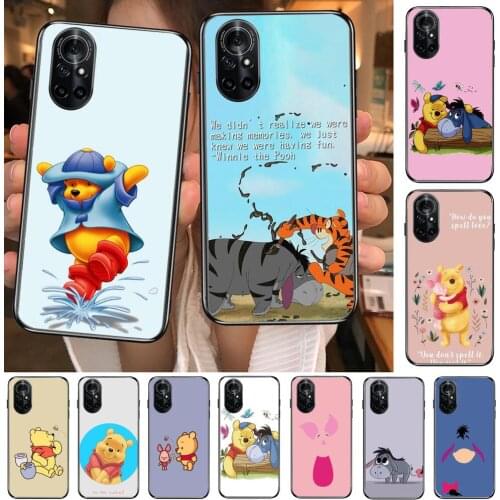 Disney Winnie Bear Yellow Clear Phone Case For Huawei Honor 20 10 9 8A 7 5T X Pro Lite 5G Black Etui Coque Hoesjes Comic Fash