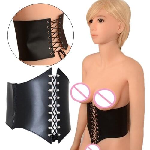 Erotic Bondage Waist Training Corset Women Underbust Bustiers Leather Hard Clothes Vests Adjustable Laces BDSM Flirt Sex Product