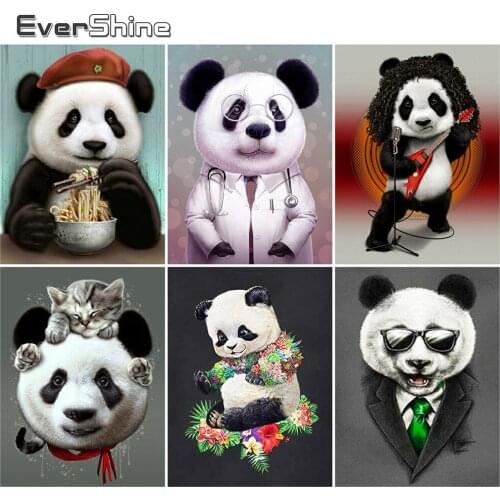 EverShine Diamond Embroidery Animal Cross Stitch Set Diamond Mosaic Panda Full Square Art Painting Cartoon Rhinestone Home Decor