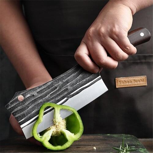 Forged Kitchen Knife Kitchen Full Tang Hammered Household Slicing Meat Lady Wooden Handle Stainless Steel Knife Kitchen Knife