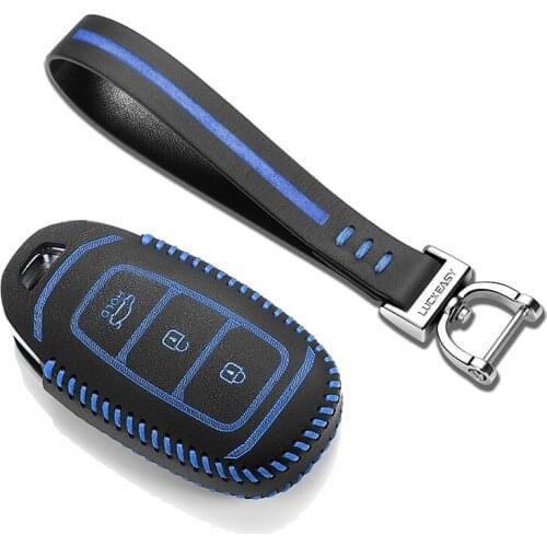 Leather key cover for hyundai elantra 2016 2017 LA FESTA 2019 IX35 2018 car key case wallet holder key cover key Free shipping