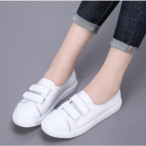 BeckyWalk Spring Women Flats Shoes Ladies Slip On Flat Sneakers Shoes Women Casual Genuine Leather Autumn Shoes Woman WSH2863