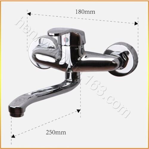 L15690 - Luxury Wall Mounted Chrome Finish Brass Material Cold & Hot Water Kitchen Sink Faucet