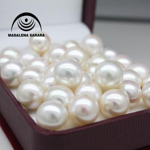 MADALENA SARARA Genuine Pearl AAA Grade Freshwater Pearl Round Natural White Good Quality Brightness Luxury Pearl Bead For Women