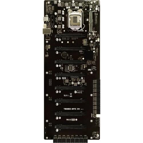 BIOSTAR New 16x 8 PCI-E Mining Motherboard TB250-BTC D+ Support 8Video Card LGA 1151 DDR4 For BTC Miner Machine Bitcoin Mining