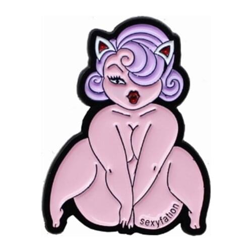 Fashion Sexy Lady Enamel Pin Brooch Exposed Women Badges Clothes Lapel Pin Cap Bag Creative Fun Jewelry