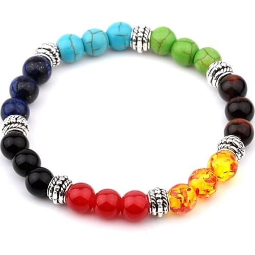 Muti-color Mens Bracelets Malachite Lava Chakra Healing Balance Beads Bracelet For Women Reiki Prayer Yoga Bracelet Stones