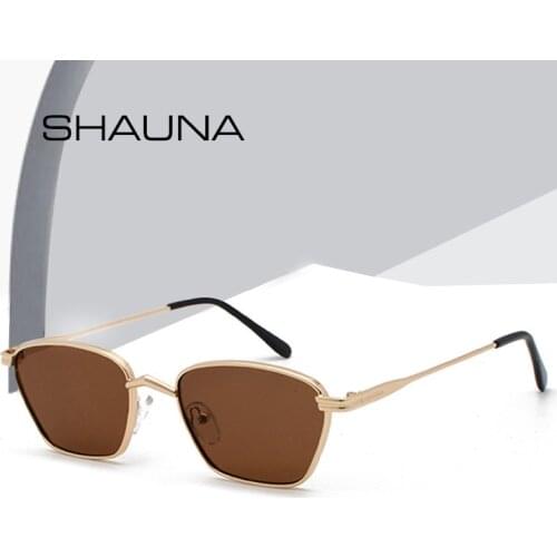 SHAUNA Ins Popular Small Cat Eye Sunglasses Fashion Anti-Blue Metal Eyeglasses Frame Men UV400