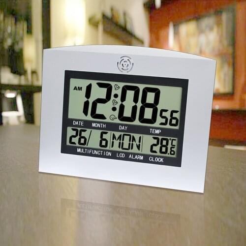 Wall Clock LCD Digital Calendar Weekday Modern Design Weather Station Electronic Desktop Clocks