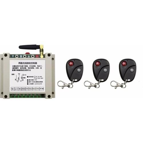 2017 New AC220V 250V 380V 30A 2CH 2Channe RF wireless remote control switch System, 3 X Transmitter + 1 X Receiver,315/433 MHZ