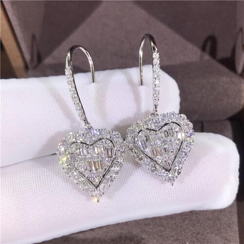 2021 New Fashion Heart 925 Sterling Silver Earings For Girl Lovers Love Party Gift Jewelry Wholesale Moonso E5672