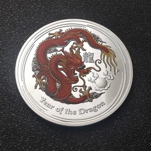 Year of The Dragon Australia Animal Commemorative Coins 1 oz 9999 Silver Elizabeth II Coins Souvenirs New Year Gifts
