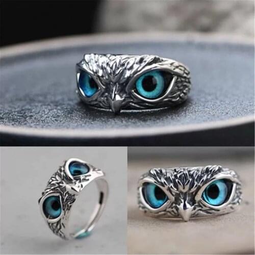 Punk Demon Eye Owl Ring Couple Ring Fashion Jewelry Best Gift Anillos Mujer Vintage Adjustable Open Rings for Women Men BFF
