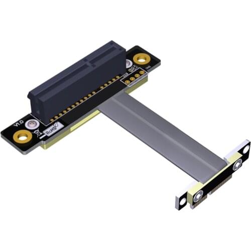 PCIE Riser PCIe3.0 x1 Male to x4 Female Cable EMI Shielding 8Gbps PCI-E III 1x 4x Riser Extender Ribbon Cable Elbow Right Angled