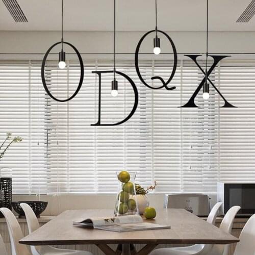 Hanging Lamp 26 Letters Iron Pendant Lighting Industrial Style Bar Restaurant Cafe Study Hanging Lights Creative Suspension Lamp